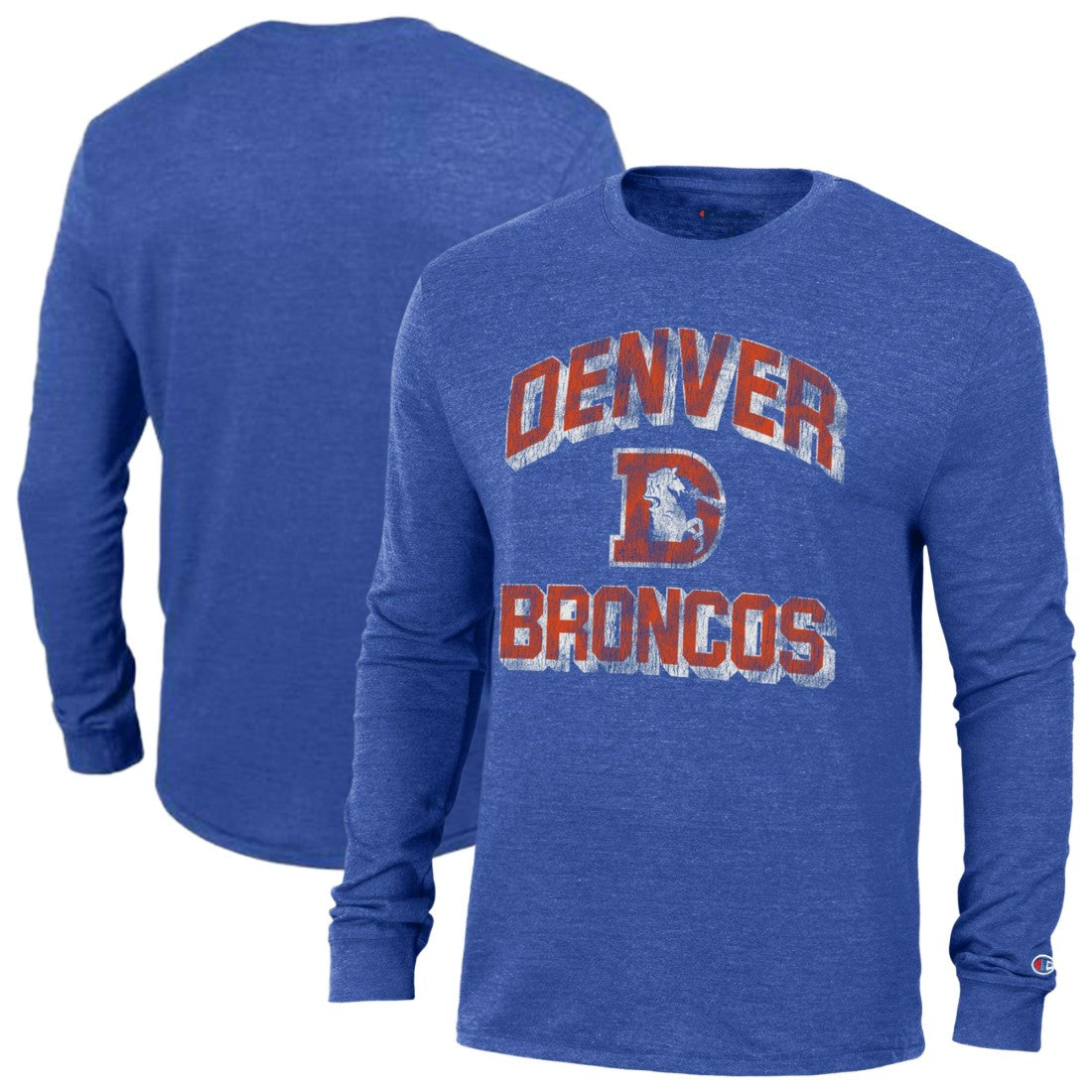 Denver Broncos Champion Ultimate Tri-Blend Long Sleeve T-Shirt - Heather Royal T-shirts