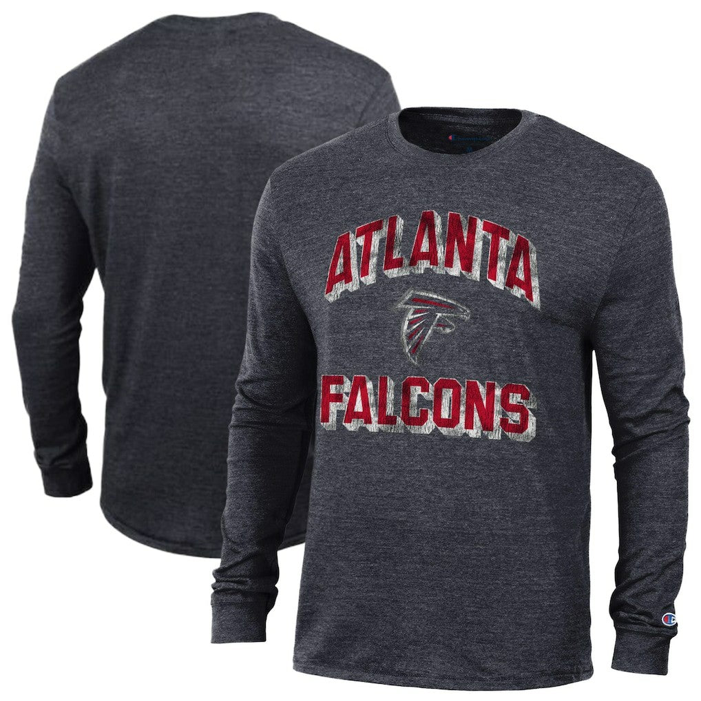 Atlanta Falcons Champion Ultimate Tri-Blend Long Sleeve T-Shirt - Heather Black T-shirts