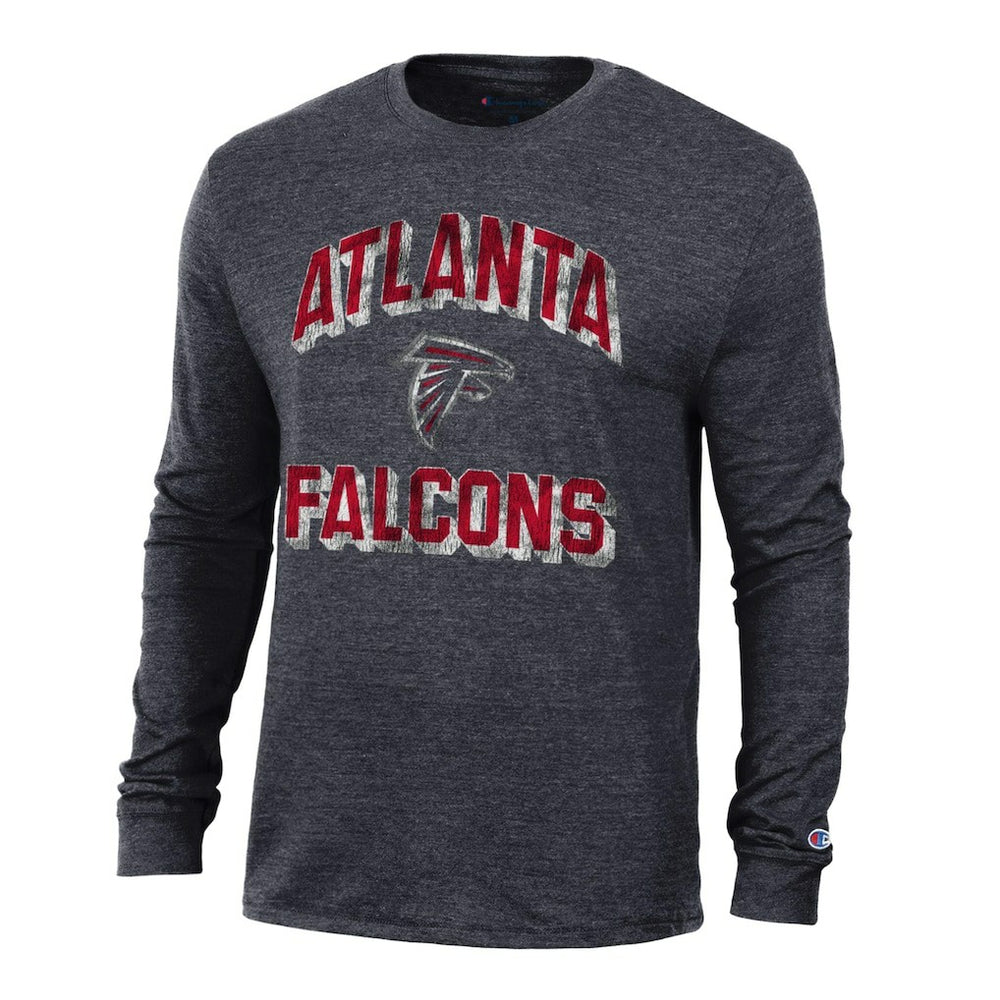 Atlanta Falcons Champion Ultimate Tri-Blend Long Sleeve T-Shirt - Heather Black T-shirts