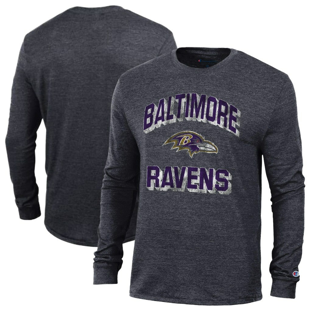 Baltimore Ravens Champion Ultimate Tri-Blend Long Sleeve T-Shirt - Black T-shirts