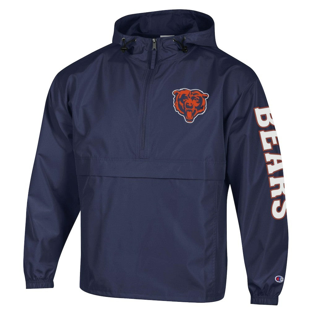 Chicago Bears Champion Packable Windbreaker Half-Zip Jacket - Navy Jackets