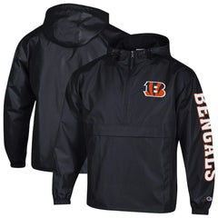 Cincinnati Bengals Champion Packable Windbreaker Half-Zip Jacket - Black Jackets