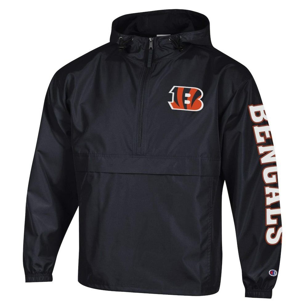 Cincinnati Bengals Champion Packable Windbreaker Half-Zip Jacket - Black Jackets