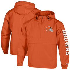 Cleveland Browns Champion Packable Windbreaker Half-Zip Jacket - Orange Jackets