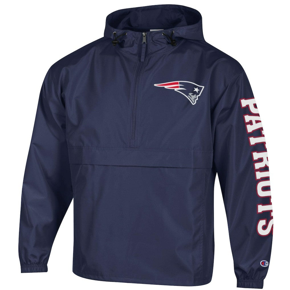 New England Patriots Champion Packable Windbreaker Half-Zip Jacket - Navy Jackets