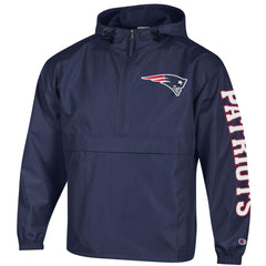 New England Patriots Champion Packable Windbreaker Half-Zip Jacket - Navy Jackets