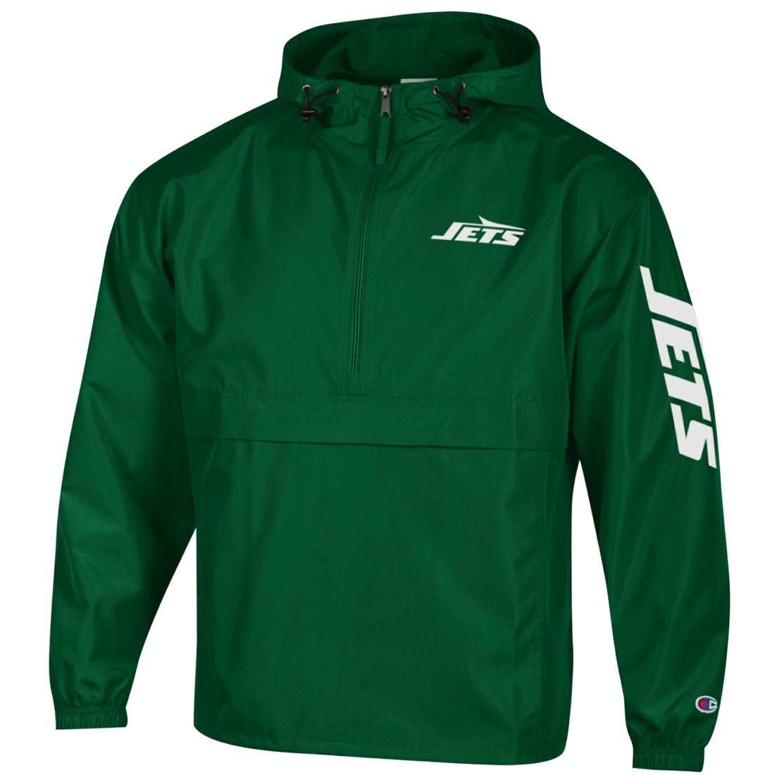 New York Jets Champion Packable Windbreaker Half-Zip Jacket - Green Jackets