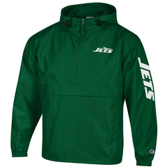 New York Jets Champion Packable Windbreaker Half-Zip Jacket - Green Jackets