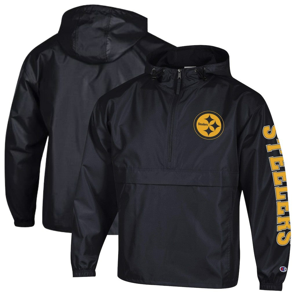Pittsburgh Steelers Champion Packable Windbreaker Half-Zip Jacket - Black Jackets