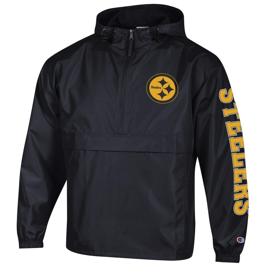 Pittsburgh Steelers Champion Packable Windbreaker Half-Zip Jacket - Black Jackets