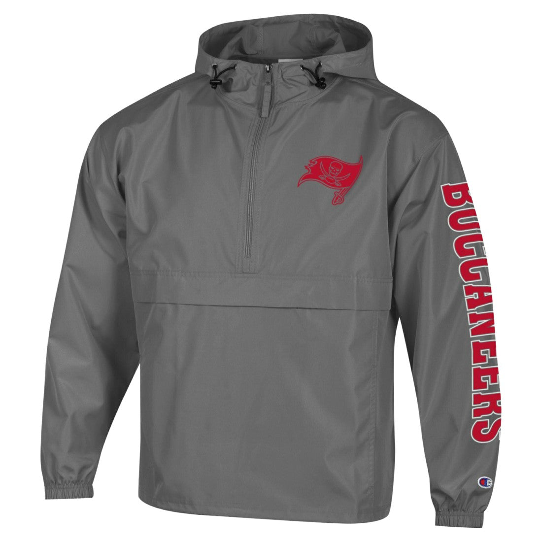 Tampa Bay Buccaneers Champion Packable Windbreaker Half-Zip Jacket - Pewter Jackets