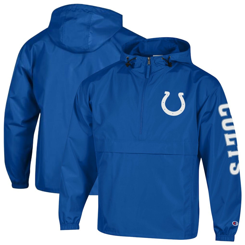Indianapolis Colts Champion Packable Windbreaker Half-Zip Jacket - Royal Jackets