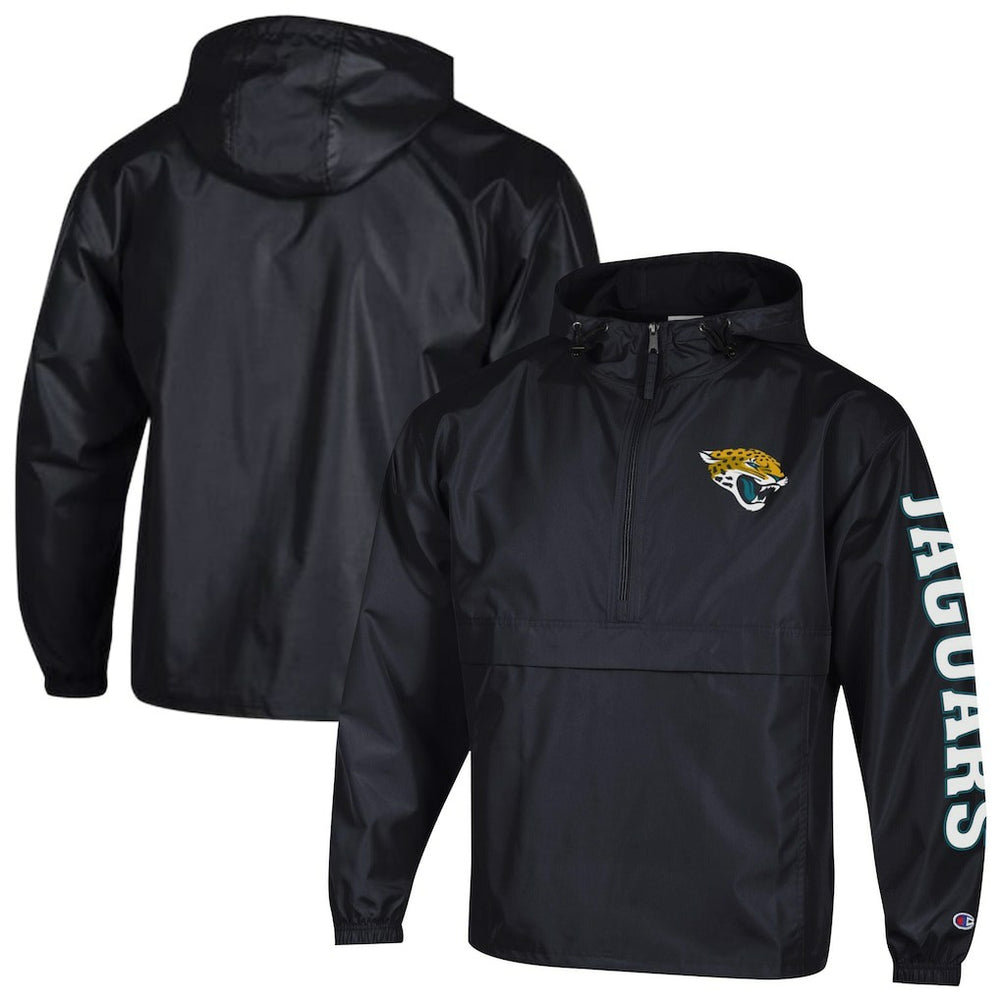Jacksonville Jaguars Champion Packable Windbreaker Half-Zip Jacket - Black Jackets