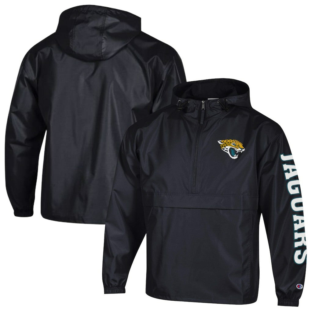 Jacksonville Jaguars Champion Packable Windbreaker Half-Zip Jacket - Black Jackets