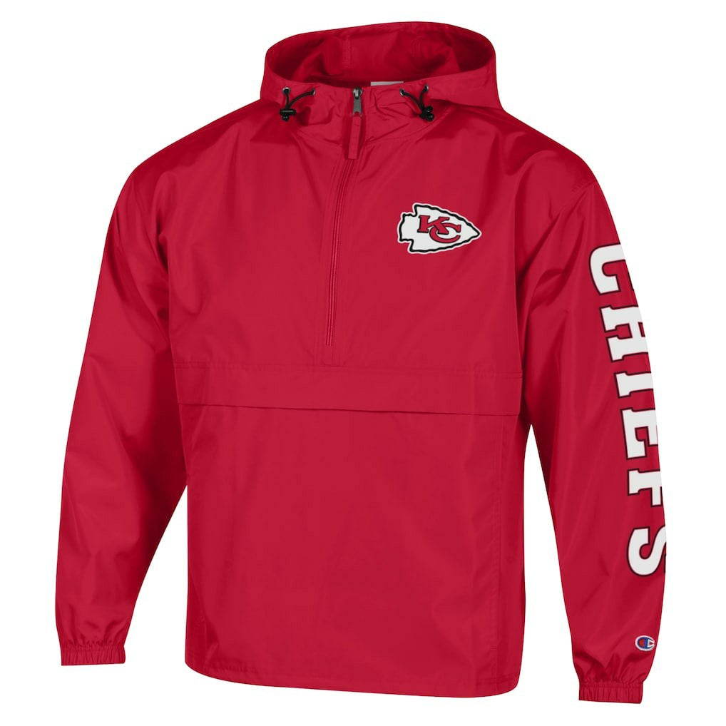 Kansas City Chiefs Champion Packable Windbreaker Half-Zip Jacket - Red Jackets