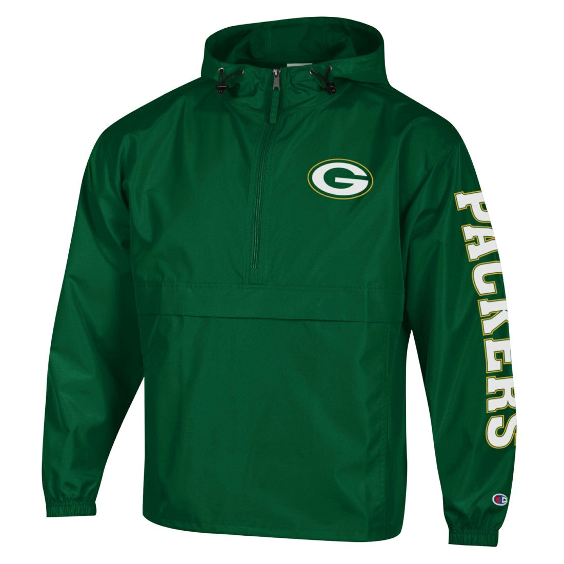 Green Bay Packers Champion Packable Windbreaker Half-Zip Jacket - Green Jackets