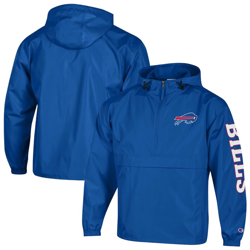 Buffalo Bills Champion Packable Windbreaker Half-Zip Jacket - Royal Jackets