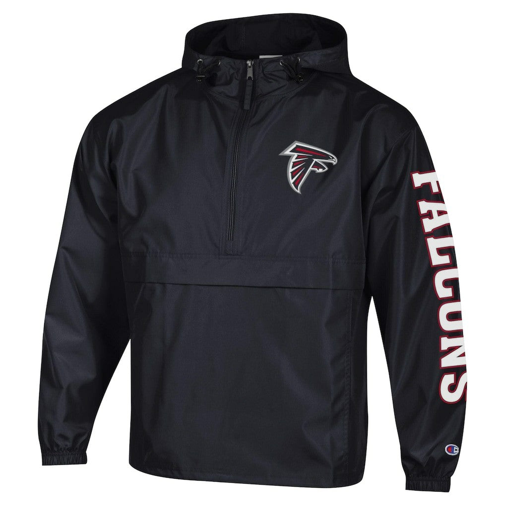 Atlanta Falcons Champion Packable Windbreaker Half-Zip Jacket - Black Jackets