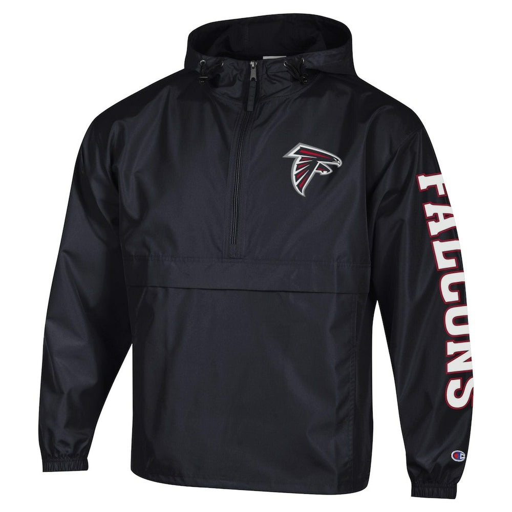 Atlanta Falcons Champion Packable Windbreaker Half-Zip Jacket - Black Jackets