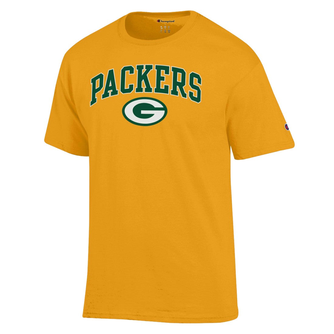 Green Bay Packers Champion Arch Over Logo T-Shirt - Gold T-shirts