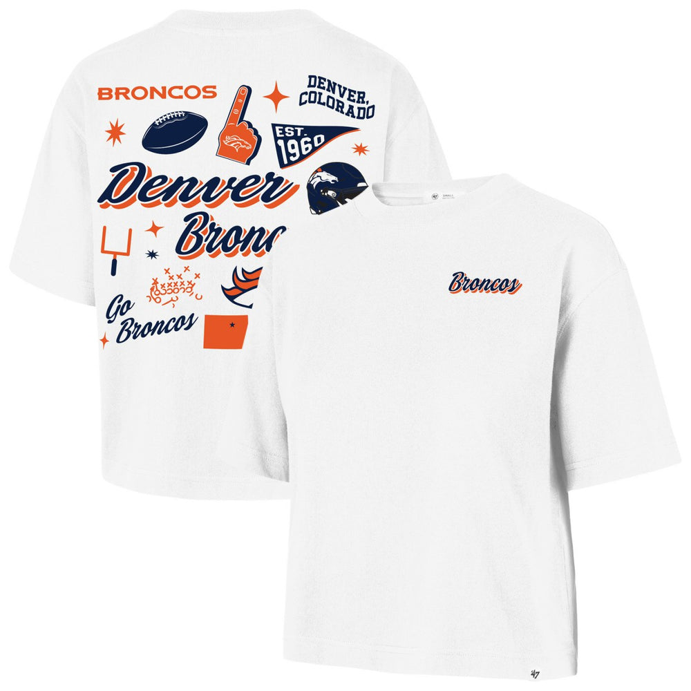 Denver Broncos '47 Women's Collage Script Reed City T-Shirt - White T-shirts