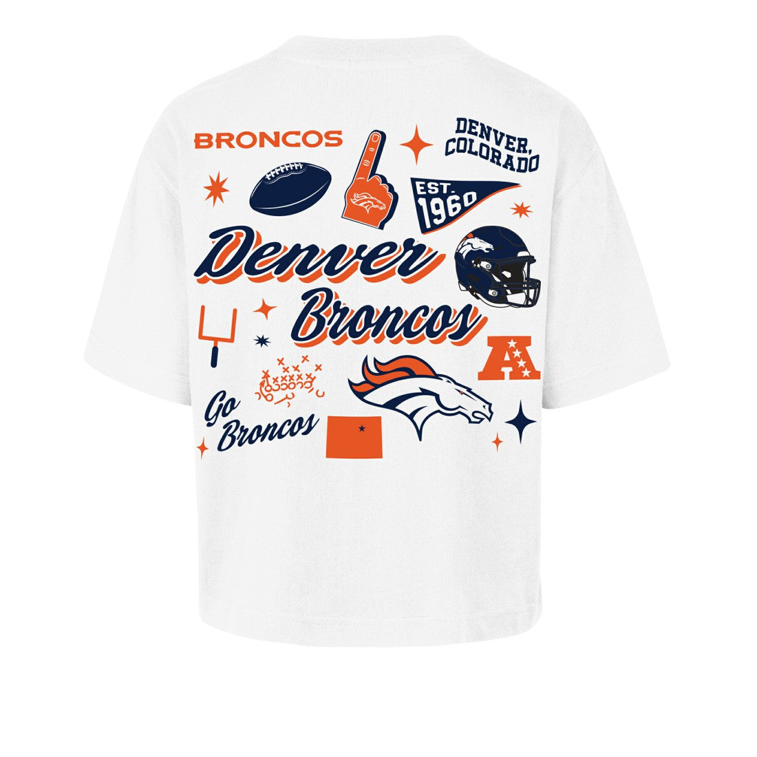 Denver Broncos '47 Women's Collage Script Reed City T-Shirt - White T-shirts