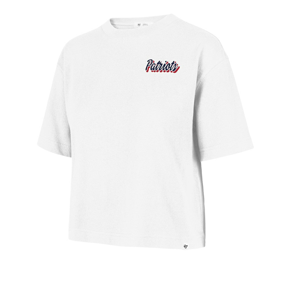 New England Patriots '47 Women's Collage Script Reed City T-Shirt - White T-shirts