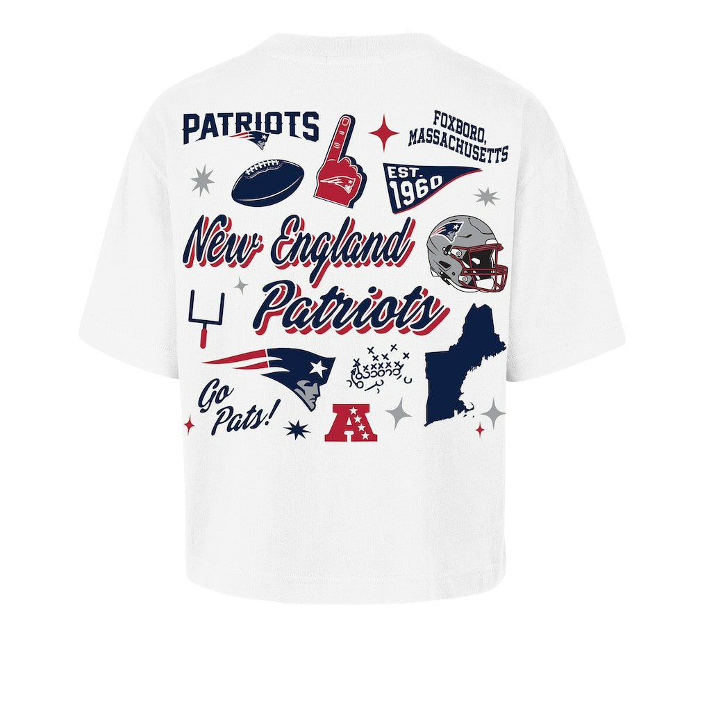 New England Patriots '47 Women's Collage Script Reed City T-Shirt - White T-shirts