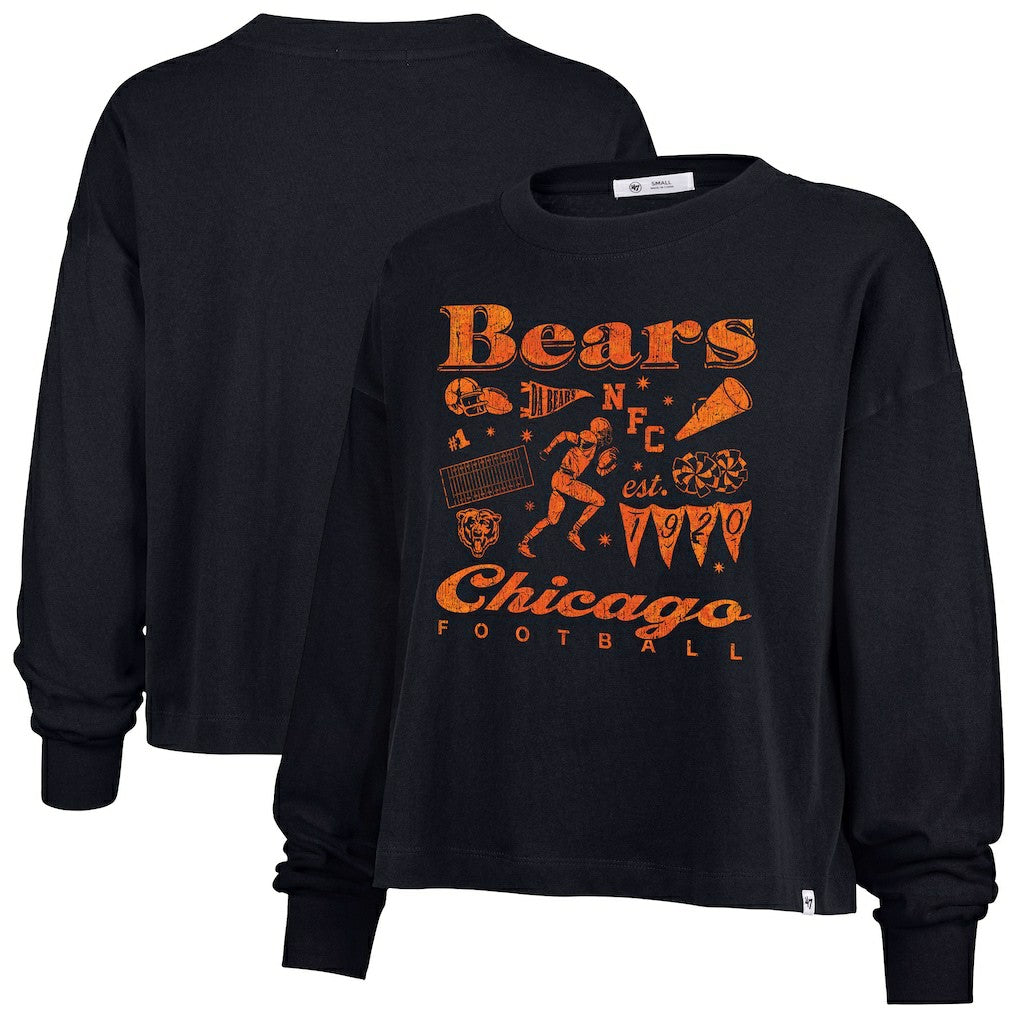 Chicago Bears '47 Women's Team Collage Sydney Long Sleeve T-Shirt - Navy T-shirts