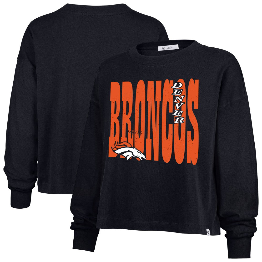 Denver Broncos '47 Women's Stacked Sydney Long Sleeve T-Shirt - Navy T-shirts