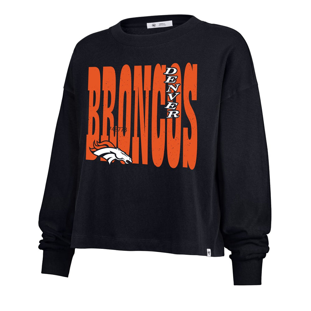 Denver Broncos '47 Women's Stacked Sydney Long Sleeve T-Shirt - Navy T-shirts