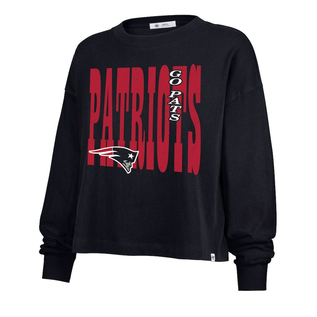 New England Patriots '47 Women's Stacked Sydney Long Sleeve T-Shirt - Navy T-shirts