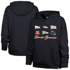 Denver Broncos '47 Women's Bow & Banners Naomi Hoodie - Navy Hoodies