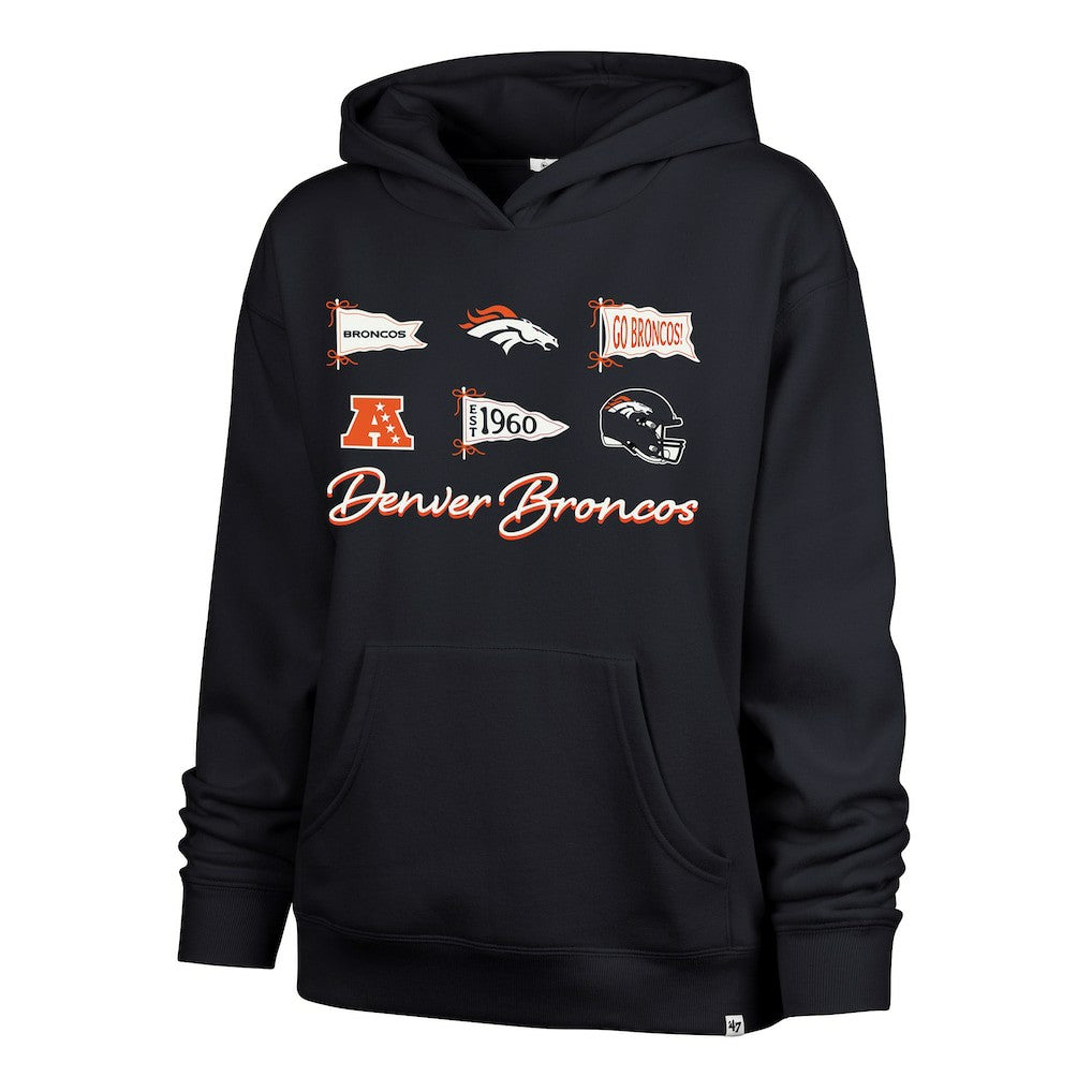 Denver Broncos '47 Women's Bow & Banners Naomi Hoodie - Navy Hoodies