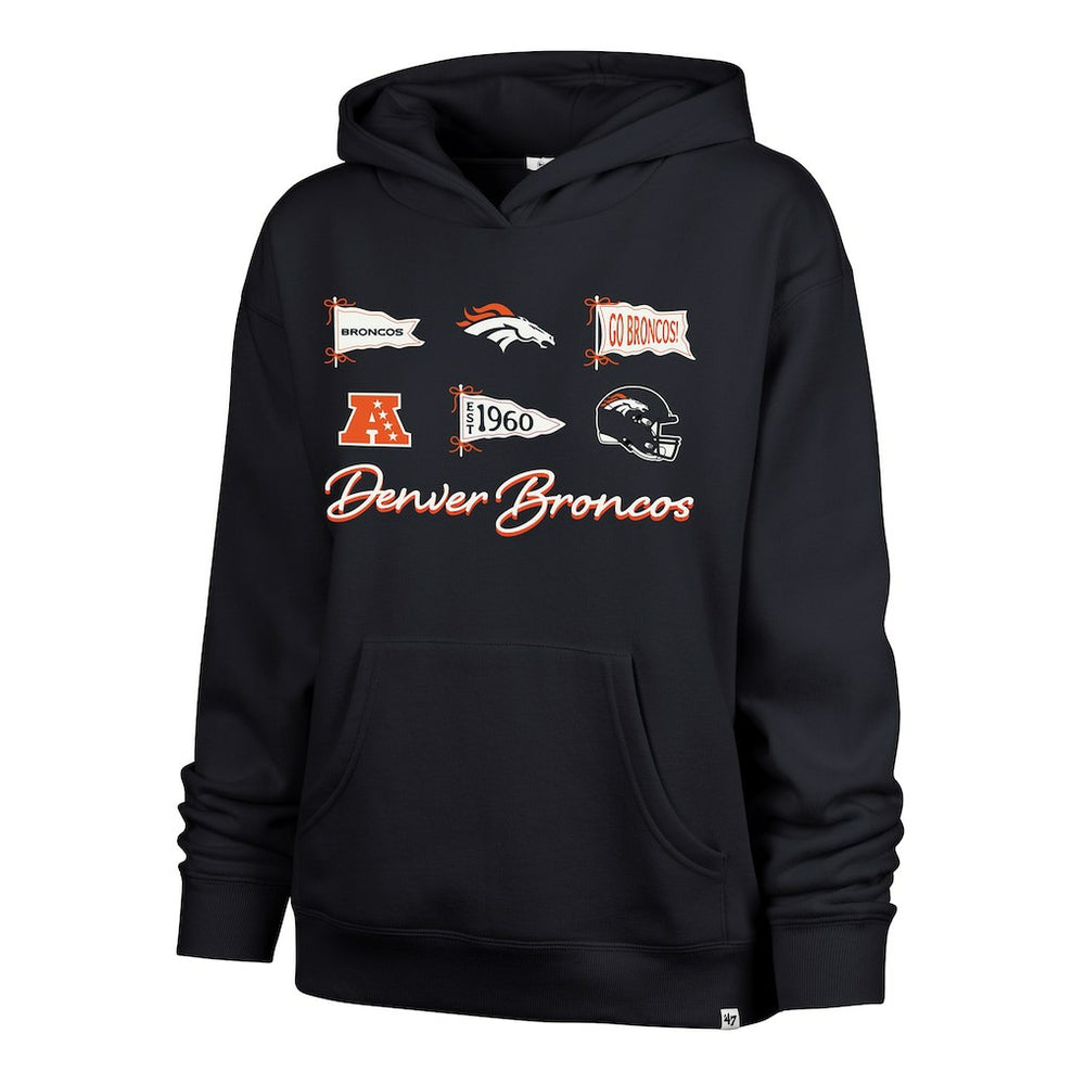 Denver Broncos '47 Women's Bow & Banners Naomi Hoodie - Navy Hoodies
