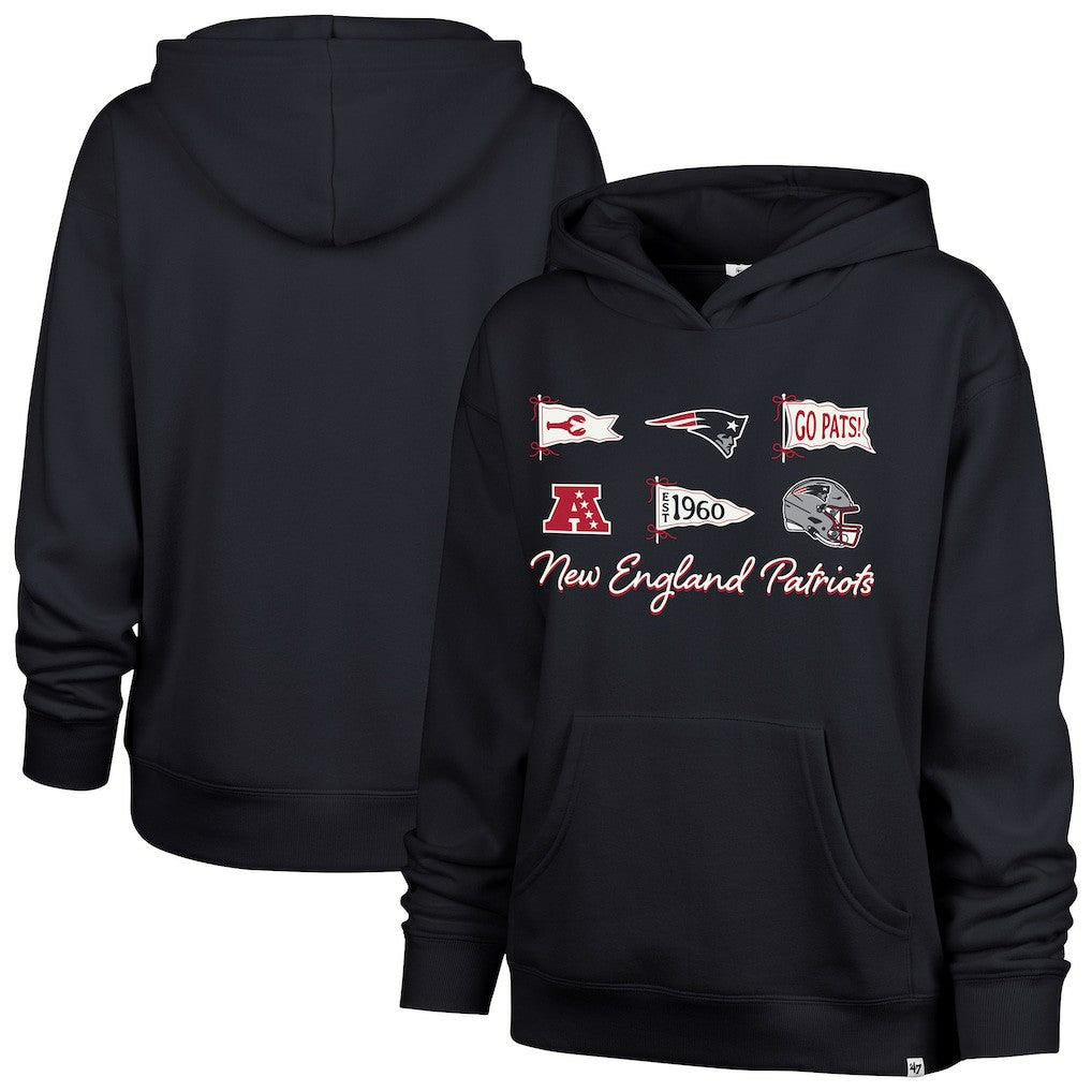 New England Patriots '47 Women's Bow & Banners Naomi Hoodie - Navy Hoodies
