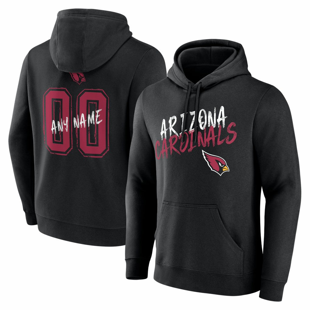 Arizona Cardinals Hustle Personalized Name & Number Hoodie - Black Hoodies
