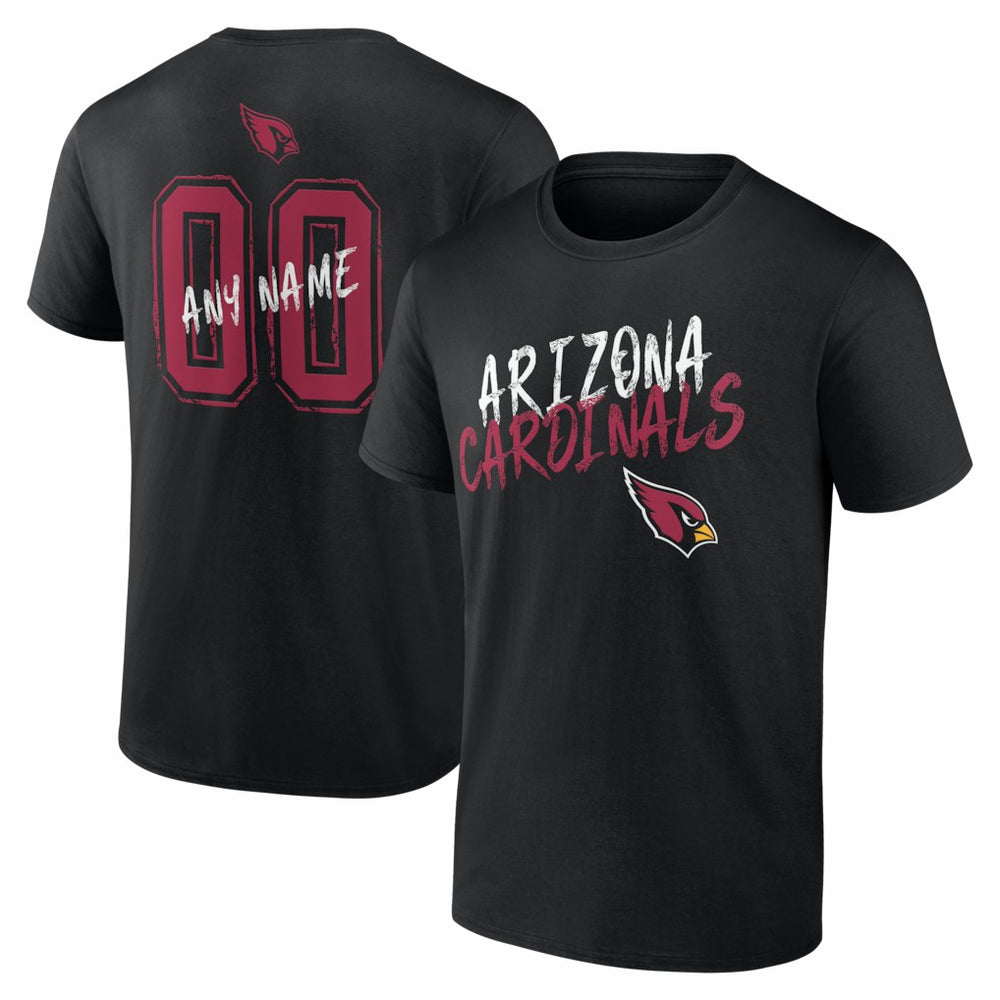 Arizona Cardinals Hustle Personalized Name & Number T-Shirt - Black T-shirts