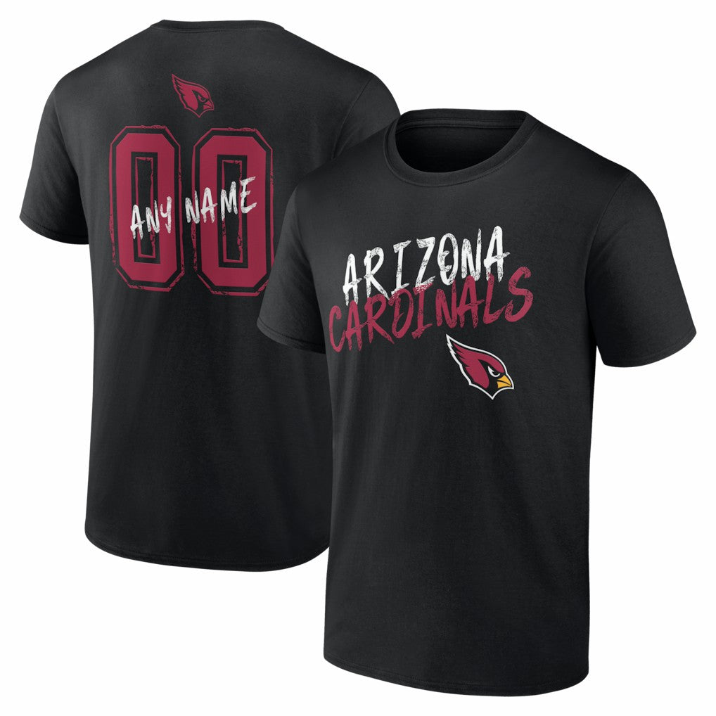 Arizona Cardinals Hustle Personalized Name & Number T-Shirt - Black T-shirts