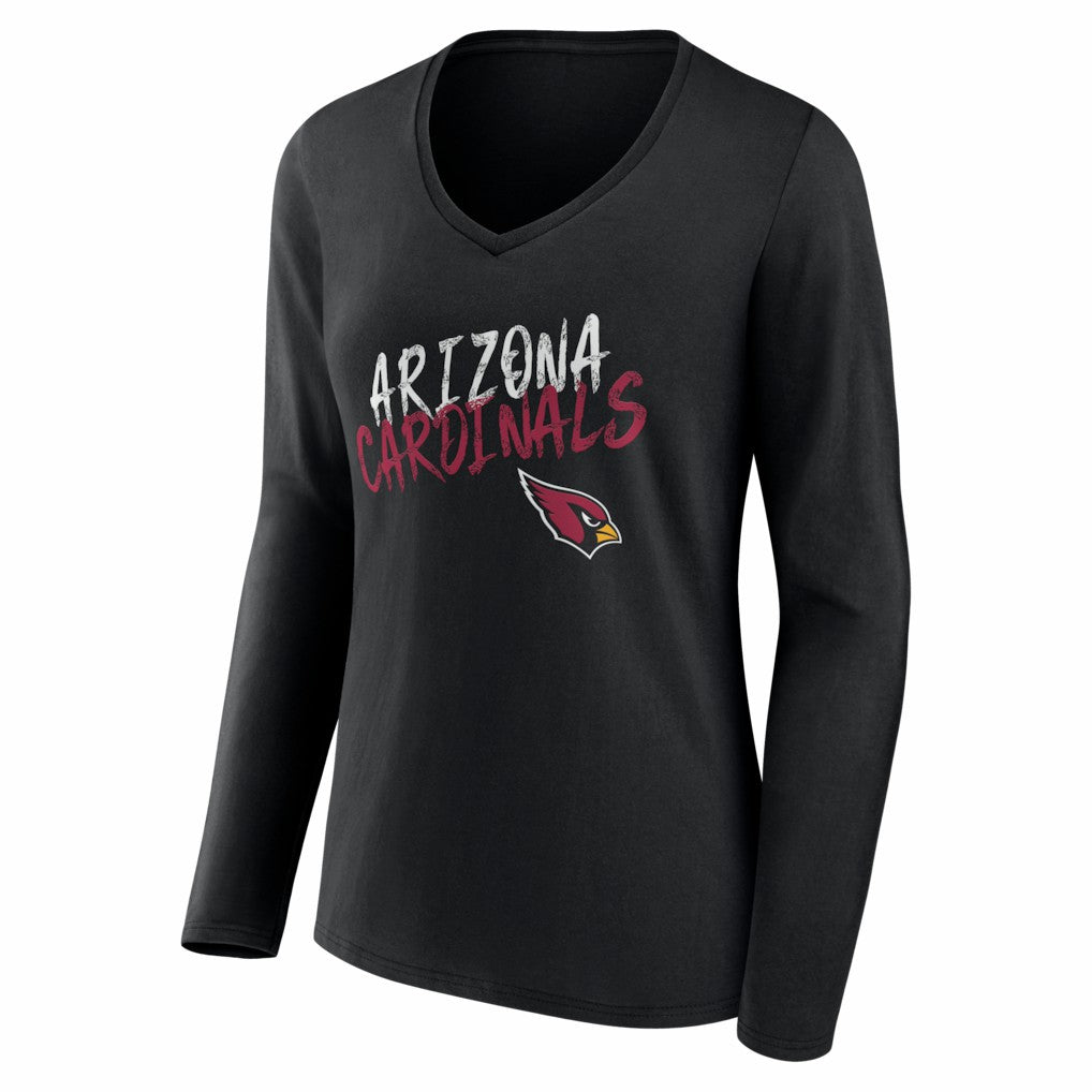 Arizona Cardinals Women's Hustle Personalized Name & Number Long Sleeve V-Neck T-Shirt - Black T-shirts