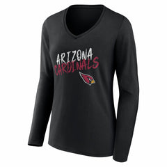 Arizona Cardinals Women's Hustle Personalized Name & Number Long Sleeve V-Neck T-Shirt - Black T-shirts