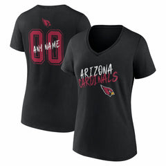 Arizona Cardinals Women's Hustle Personalized Name & Number V-Neck T-Shirt - Black T-shirts