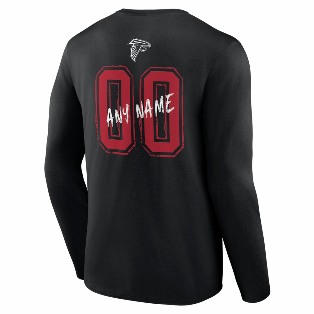 Atlanta Falcons Hustle Personalized Name & Number Long Sleeve T-Shirt - Black T-shirts