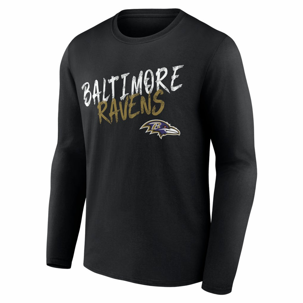 Baltimore Ravens Hustle Personalized Name & Number Long Sleeve T-Shirt - Black T-shirts