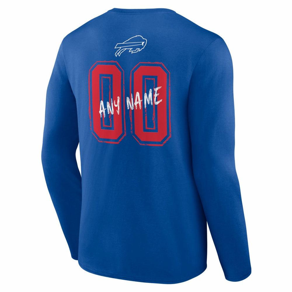 Buffalo Bills Hustle Personalized Name & Number Long Sleeve T-Shirt - Royal T-shirts
