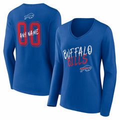 Buffalo Bills Women's Hustle Personalized Name & Number Long Sleeve V-Neck T-Shirt - Royal T-shirts