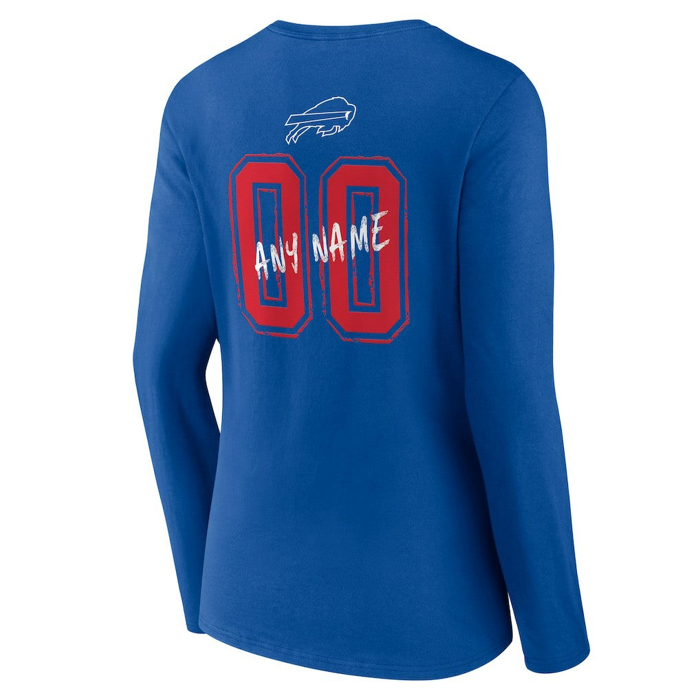 Buffalo Bills Women's Hustle Personalized Name & Number Long Sleeve V-Neck T-Shirt - Royal T-shirts
