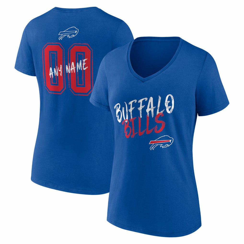 Buffalo Bills Women's Hustle Personalized Name & Number V-Neck T-Shirt - Royal T-shirts