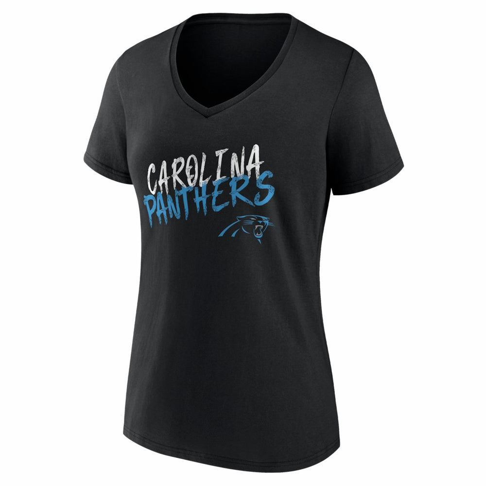 Carolina Panthers Women's Hustle Personalized Name & Number V-Neck T-Shirt - Black T-shirts