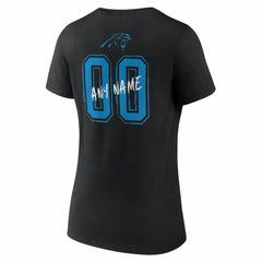 Carolina Panthers Women's Hustle Personalized Name & Number V-Neck T-Shirt - Black T-shirts